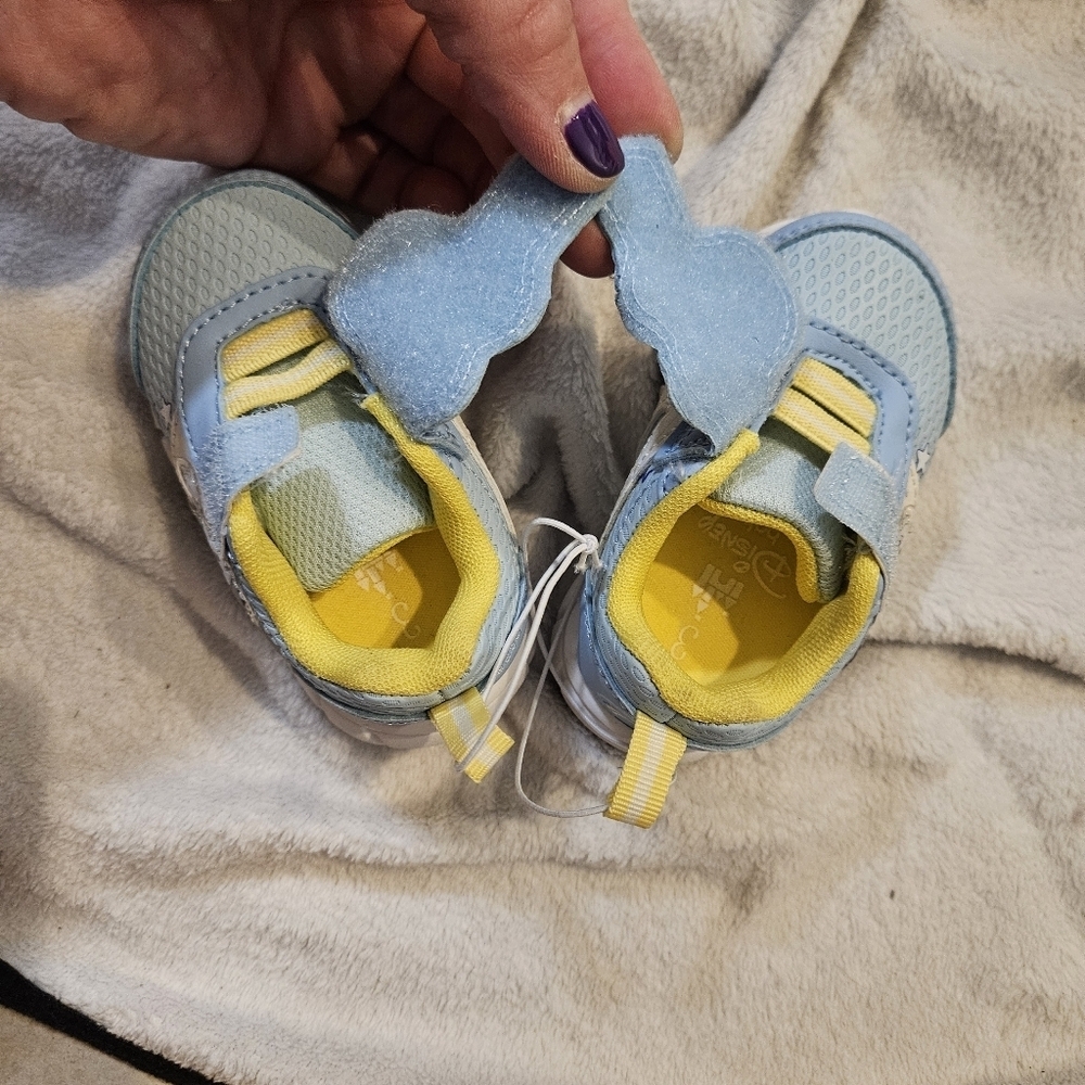 Disney Mickey Mouse Infants Blue Yellow Velcro Strap Walking Sneakers 3 - Picture 7 of 8